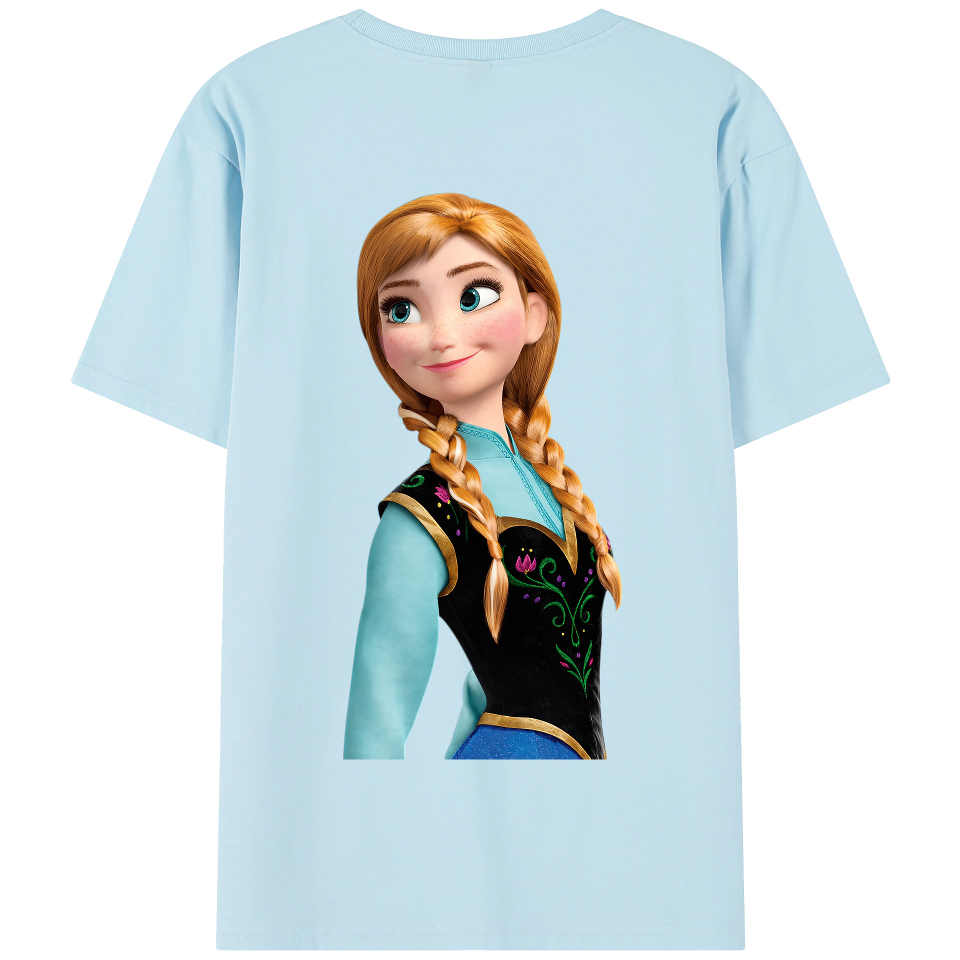 （画像用） アナと雪の女王 アンナ エルサ Frozen Anna Elsa 綿100％半袖Tシャツ（背面プリント）